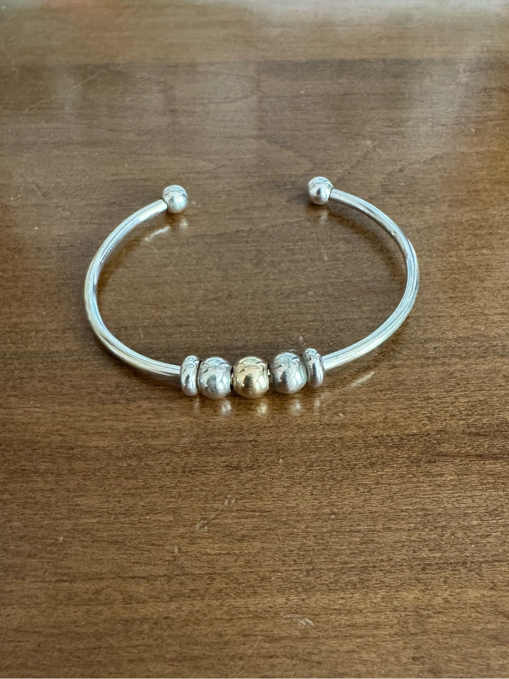 Elegant Sterling Silver and Gold Beaded Bracelet